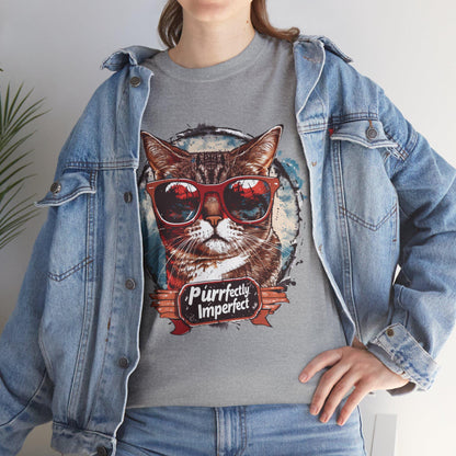 Purrfectly Imperfect Retro Graphic T-Shirt, Vintage Unisex Adult T Shirt, Vintage Kitten T Shirt, Cat T-Shirt, Funny Shirt, Retro Gifts