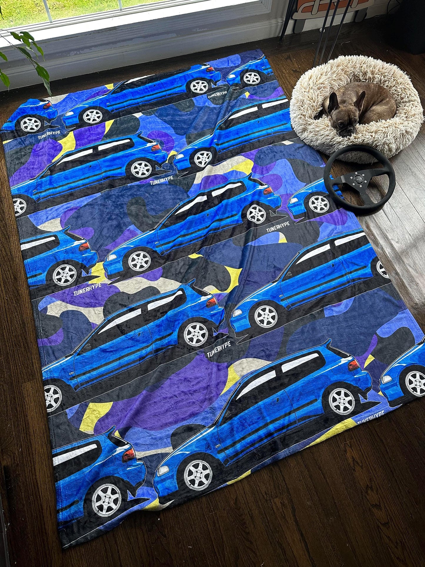 Ugly Christmas Blanket - Honda Civic EG on Volks - Ugly Xmas Sweater, Car Guy Holiday Gift, Funny Christmas Gift, Ugly Christmas Sweater